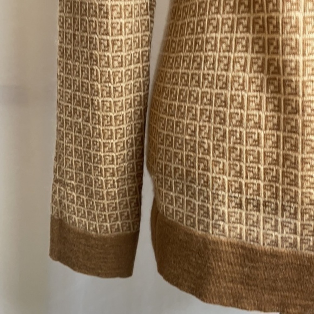 Fendi Cashmere Silk Zucca Cardigan Sweater Monogram “FF” - Picture 6 of 14